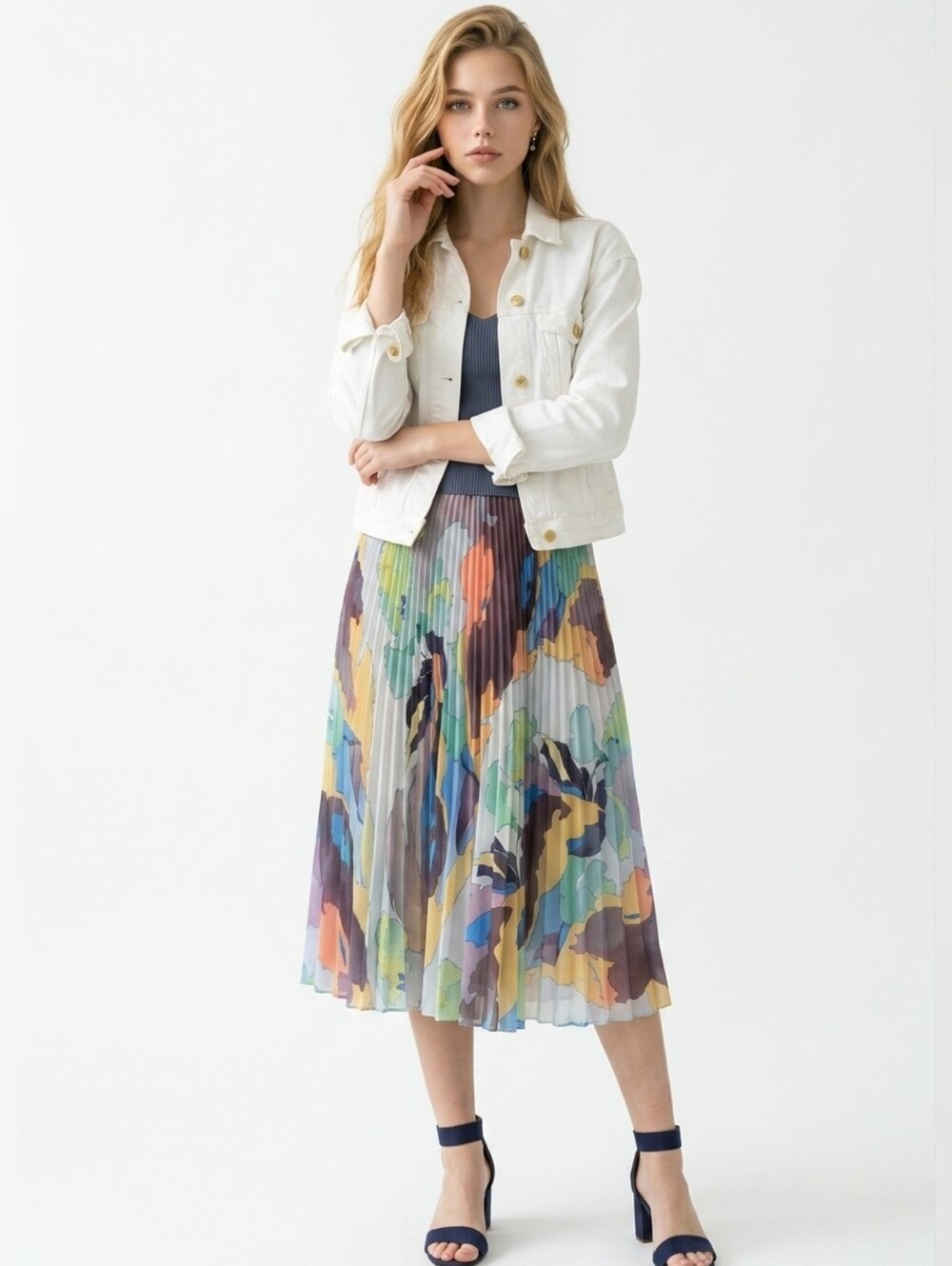 Wilfred Twirl Pleated Floral Midi Skirt in Multicolor - Picture 3 of 11